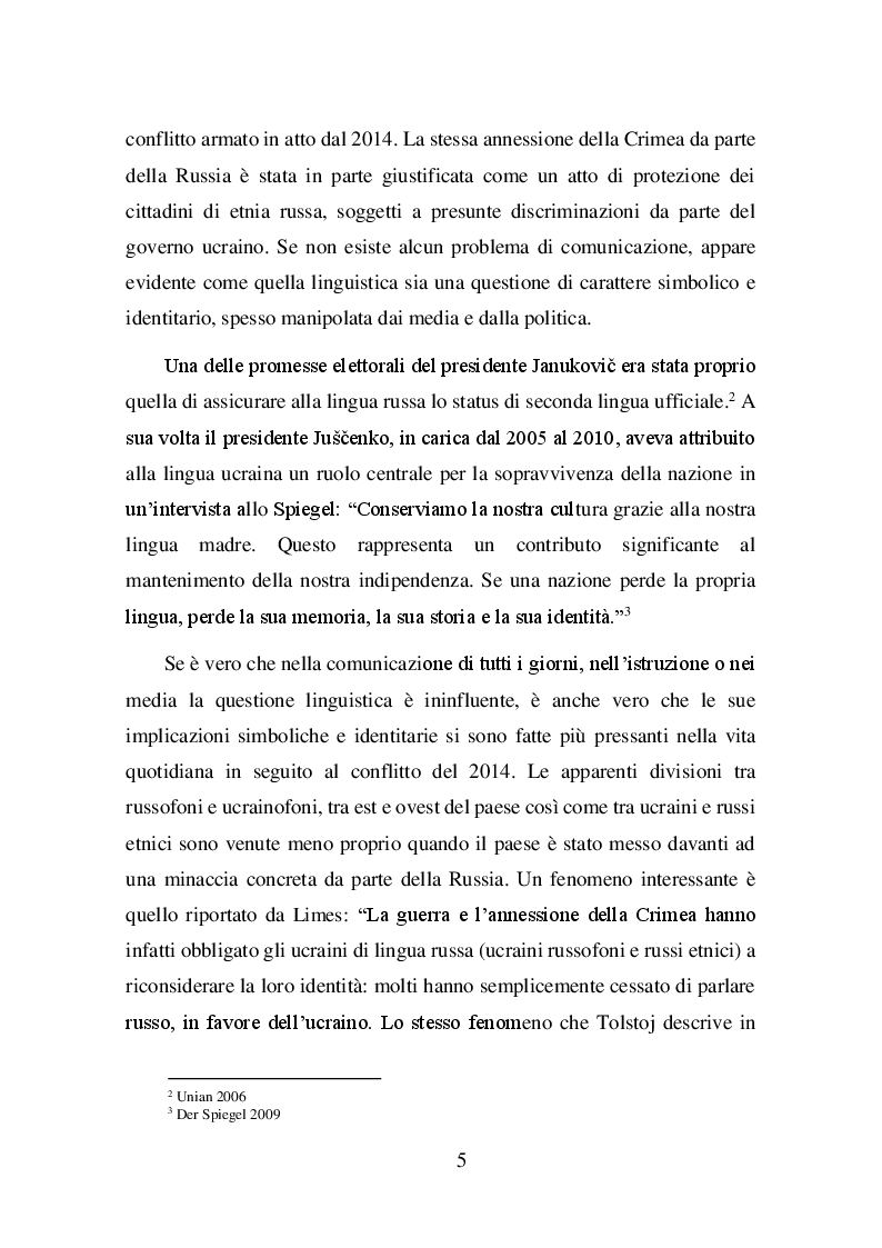 Anteprima della tesi: La questione linguistica in Ucraina, Pagina 5
