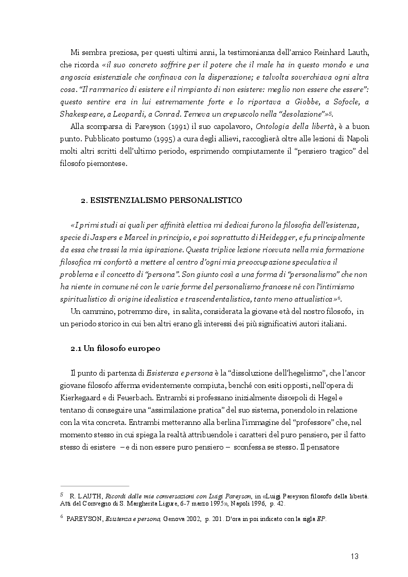 Anteprima della tesi: La libertà del male, il male della libertà. Una riflessione sul pensiero tragico di Luigi Pareyson in rapporto alla testimonianza biblica, Pagina 6