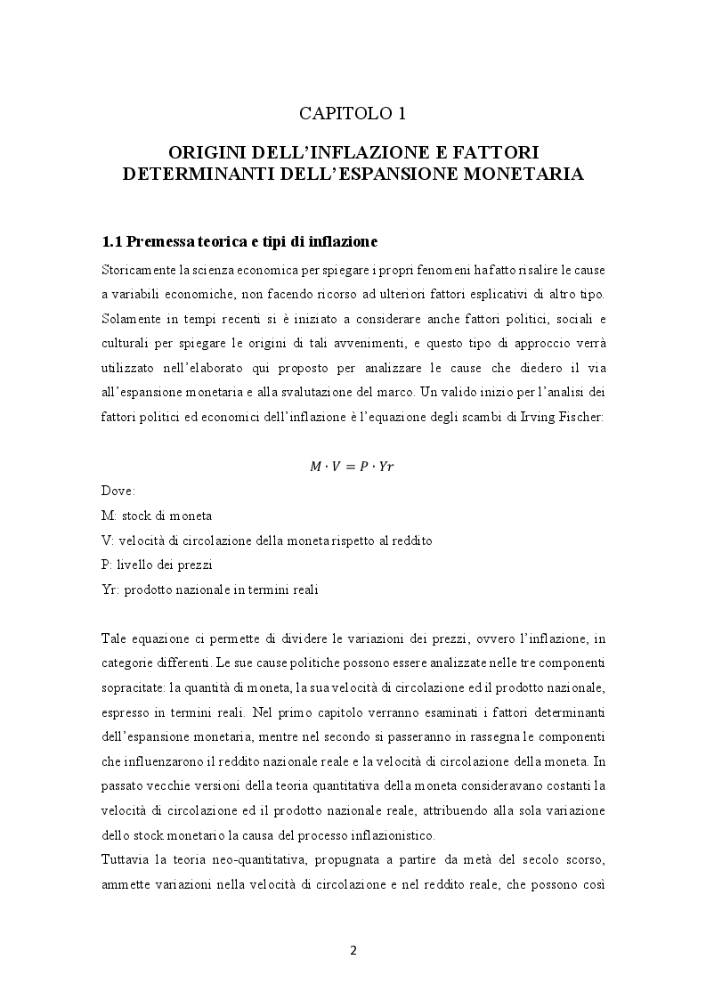 Anteprima della tesi: Evoluzione dell'inflazione tedesca 1914-1923, Pagina 3