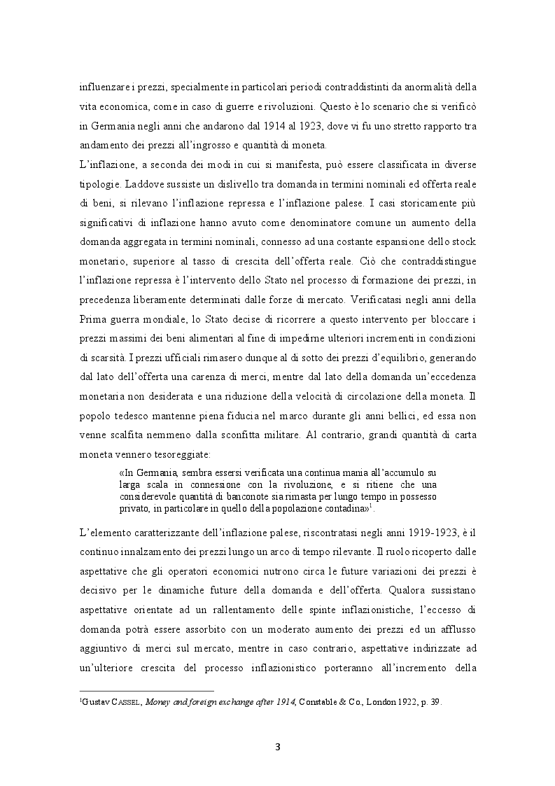 Anteprima della tesi: Evoluzione dell'inflazione tedesca 1914-1923, Pagina 4