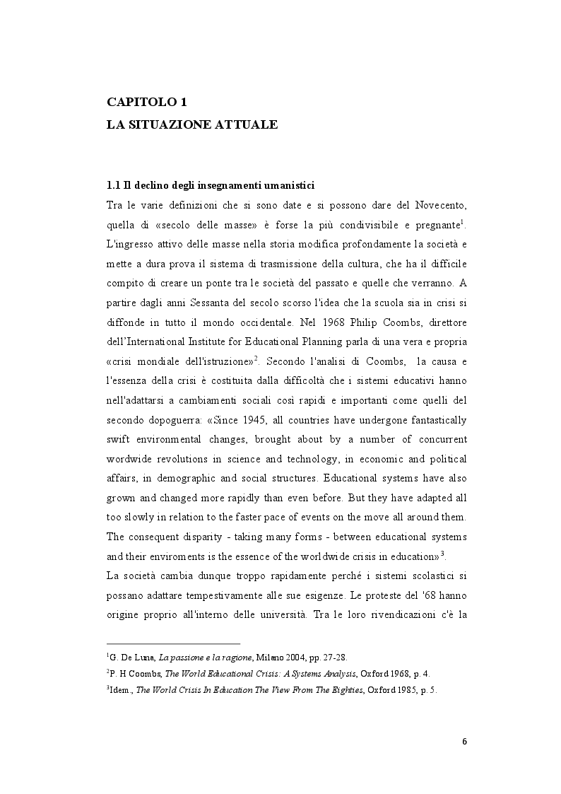 Anteprima della tesi: L'insegnamento della Storia negli Istituti Secondari di Secondo Grado nell'Italia repubblicana, Pagina 4