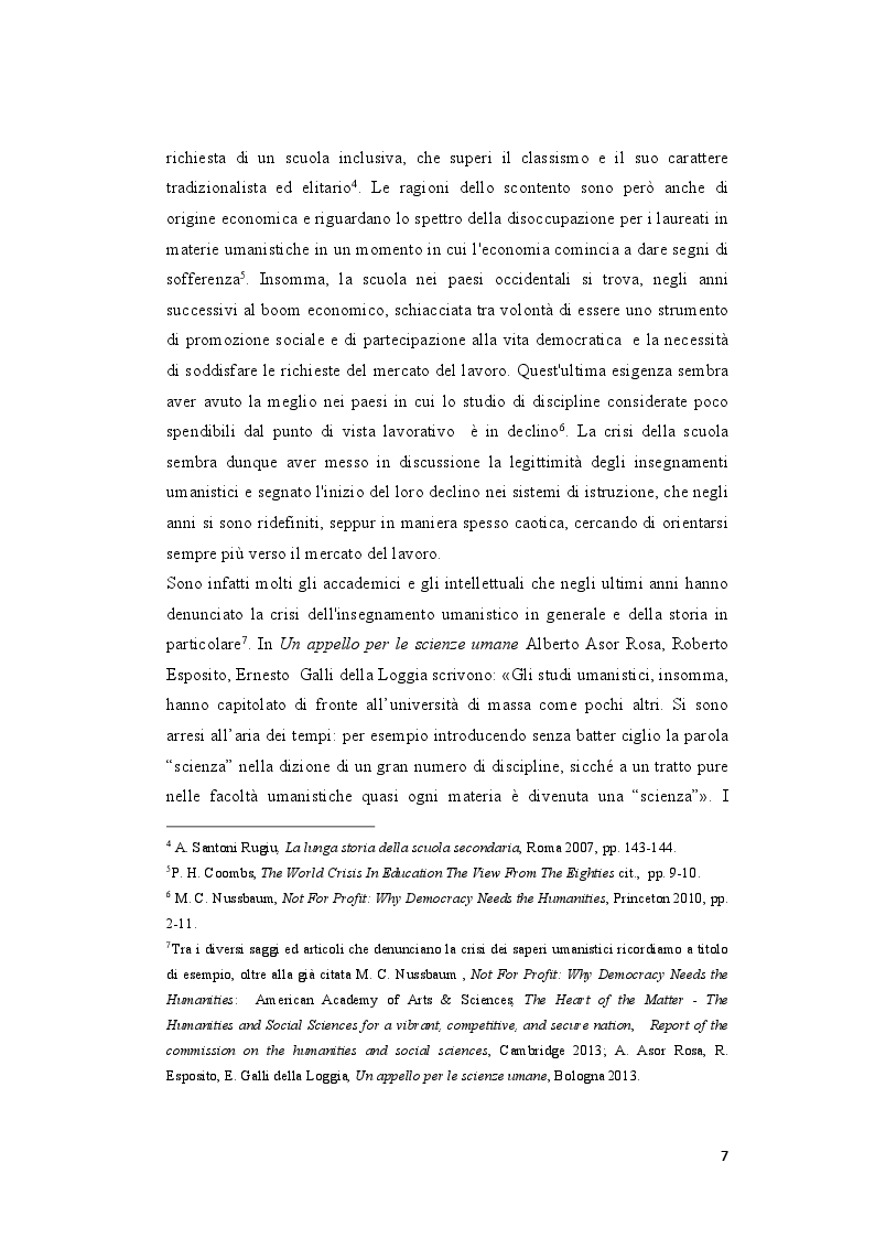 Anteprima della tesi: L'insegnamento della Storia negli Istituti Secondari di Secondo Grado nell'Italia repubblicana, Pagina 5
