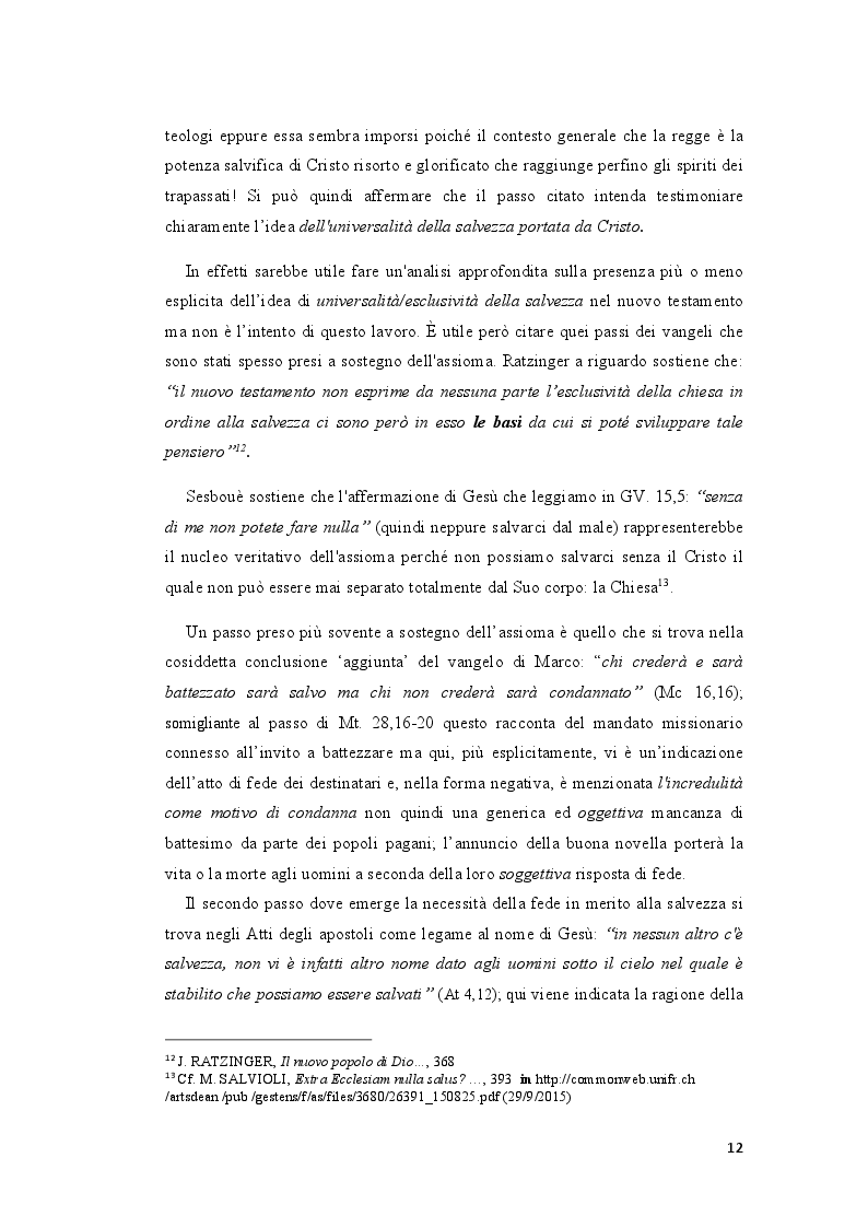 Anteprima della tesi: Origini patristiche dell’assioma "Extra Ecclesiam nulla salus", Pagina 3