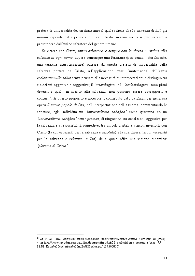 Anteprima della tesi: Origini patristiche dell’assioma "Extra Ecclesiam nulla salus", Pagina 4
