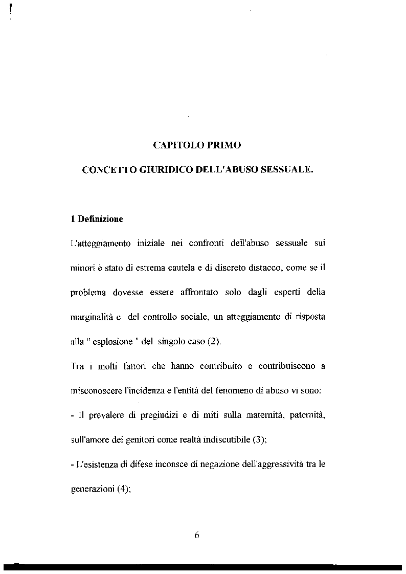 Anteprima della tesi: L'abuso sessuale sui minori: aspetti normativi e medico sociali., Pagina 1