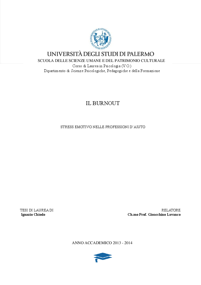 Anteprima della tesi: IL BURNOUT - Stress emotivo nelle professioni d'aiuto, Pagina 1