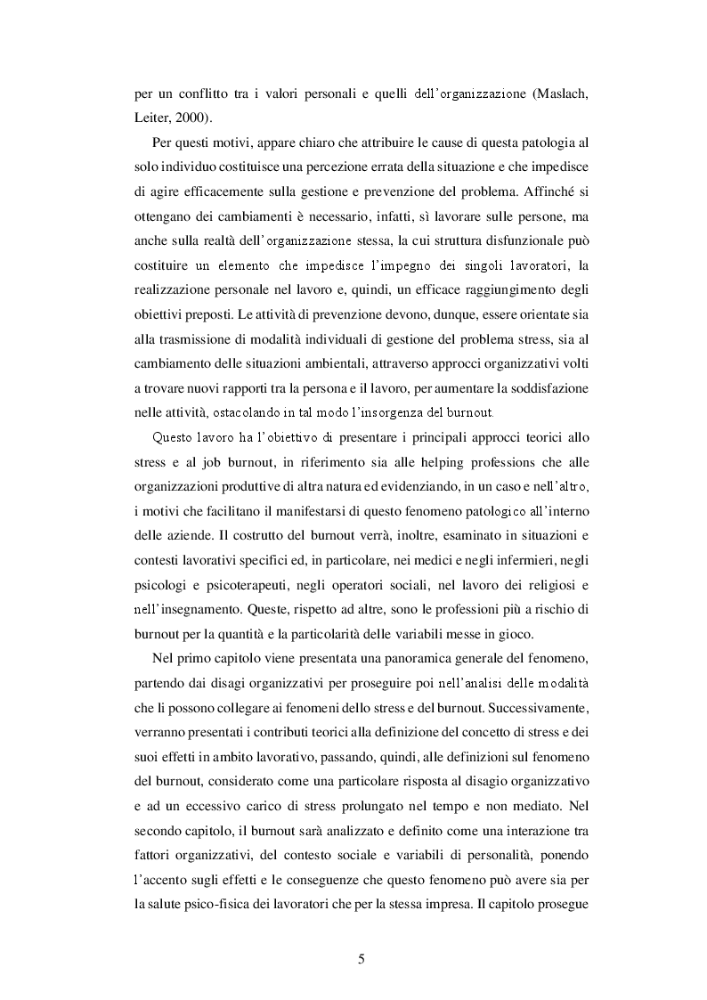 Anteprima della tesi: IL BURNOUT - Stress emotivo nelle professioni d'aiuto, Pagina 4