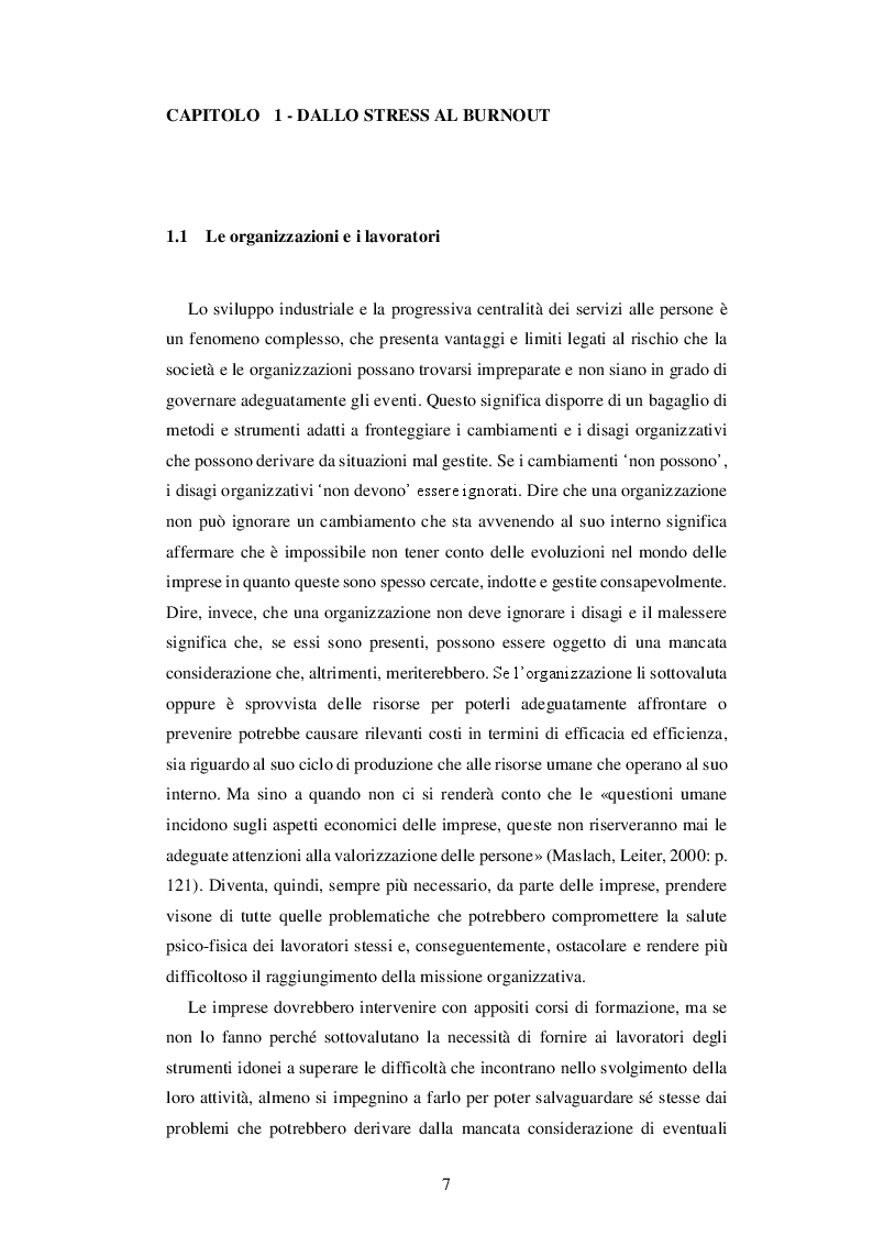 Anteprima della tesi: IL BURNOUT - Stress emotivo nelle professioni d'aiuto, Pagina 6