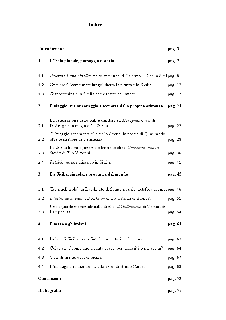 Indice della tesi: L'Alto Veliero oltre lo Stretto: la letteratura della Sicilia oltre le strettoie dell'esistente., Pagina 1