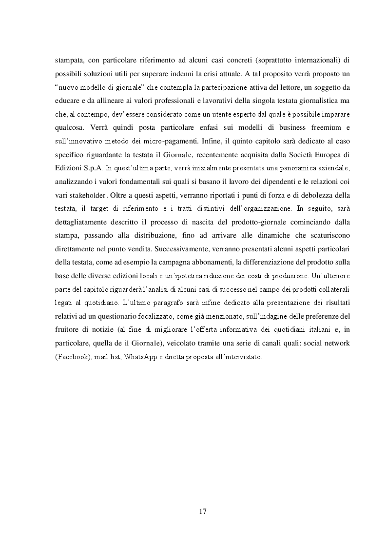 Anteprima della tesi: Un nuovo modello di business per i quotidiani. Il caso “S.E.E – il Giornale”, Pagina 4