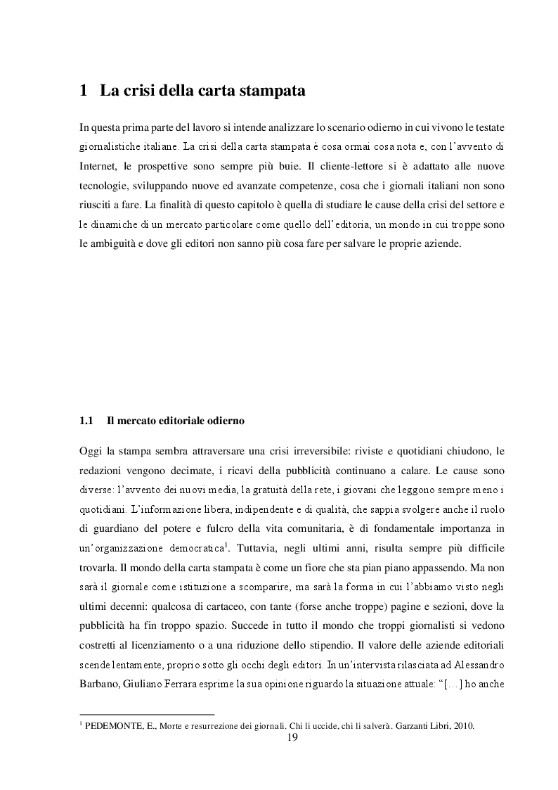 Anteprima della tesi: Un nuovo modello di business per i quotidiani. Il caso “S.E.E – il Giornale”, Pagina 5