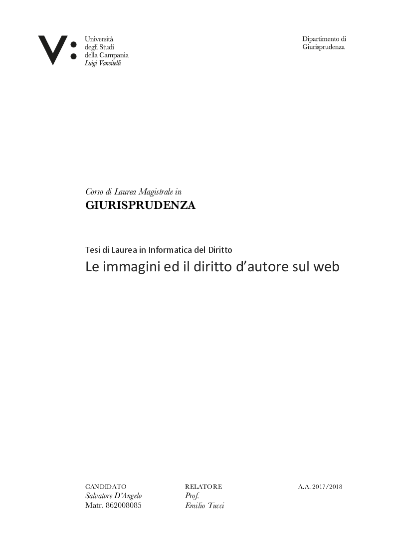 Anteprima della tesi: Le immagini ed il diritto d'autore sul web, Pagina 1