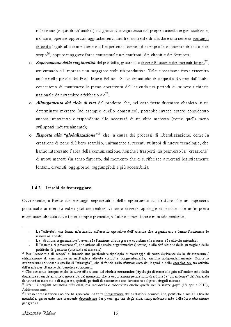 Anteprima della tesi: Analisi di fattibilità riguardante il processo d'internazionalizzazione di una PMI Italiana: il caso Confetti Pelino S.r.l., Pagina 8