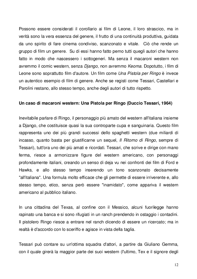 Estratto dalla tesi: Nel dubbio, fate uno spaghetti western: l'italianità di un genere