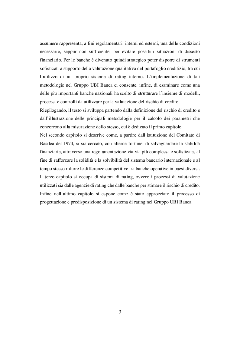 Anteprima della tesi: I Sistemi di Rating Interni: Il caso UBI Banca, Pagina 4