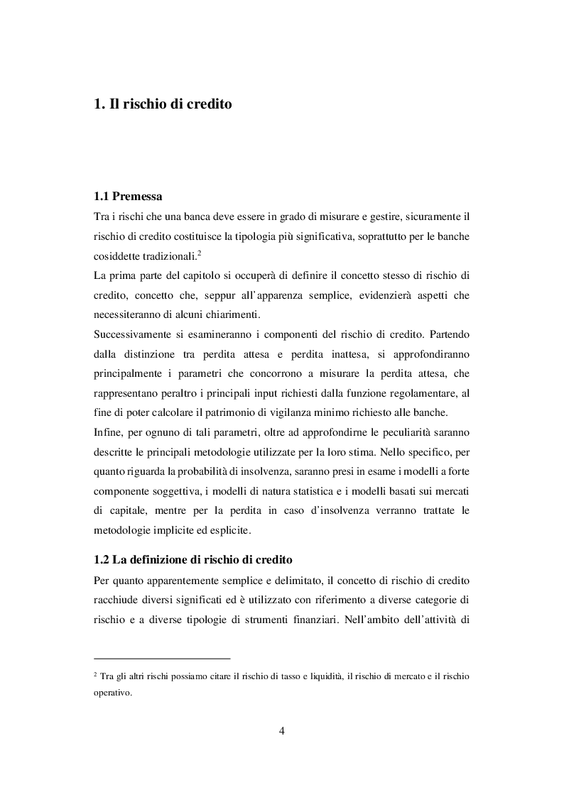 Anteprima della tesi: I Sistemi di Rating Interni: Il caso UBI Banca, Pagina 5