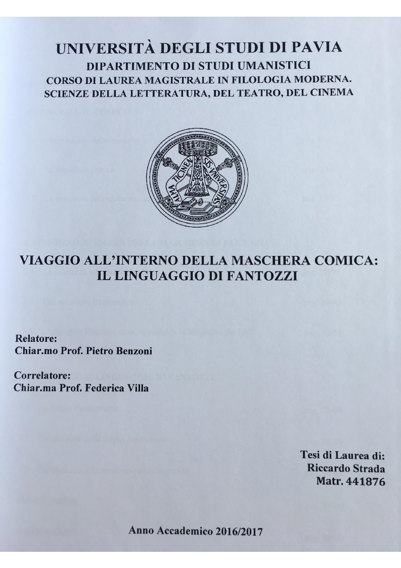 Anteprima della tesi: Viaggio all'interno della maschera comica: il linguaggio di Fantozzi, Pagina 1
