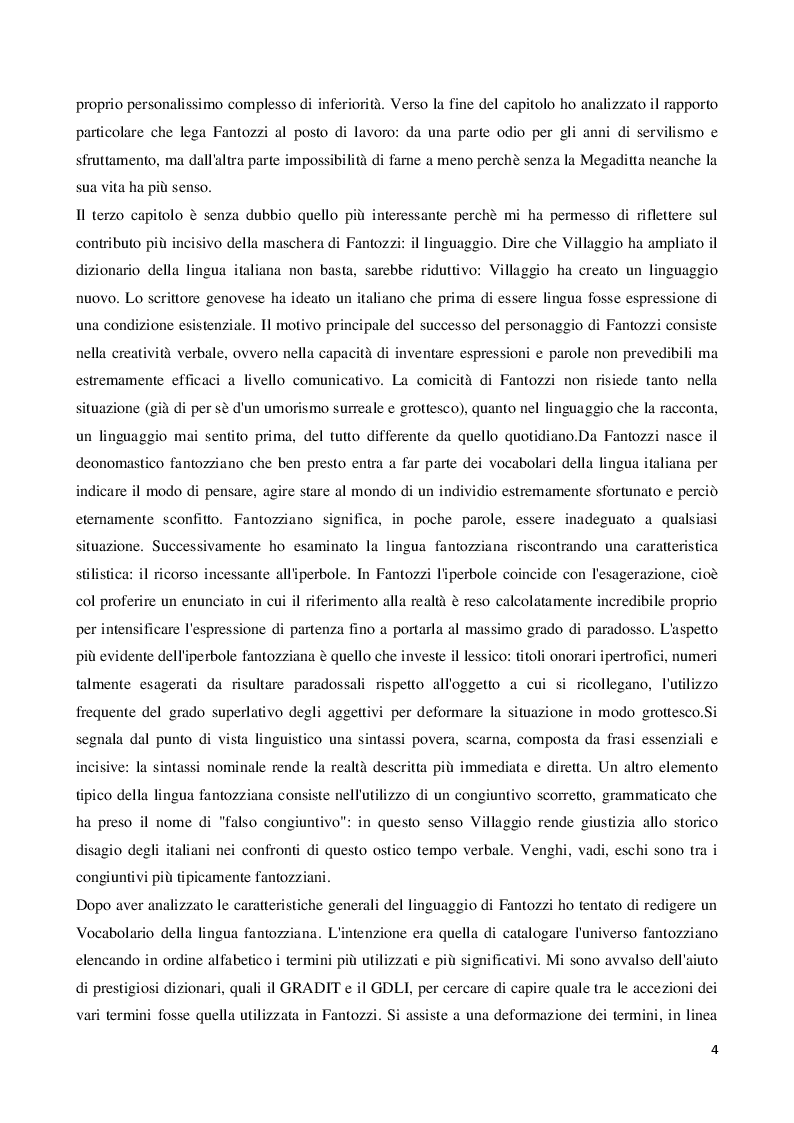 Anteprima della tesi: Viaggio all'interno della maschera comica: il linguaggio di Fantozzi, Pagina 3