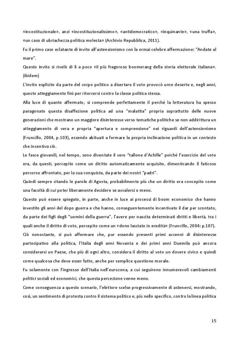Estratto dalla tesi: L’astensionismo in Italia: chi sono i cittadini del non voto