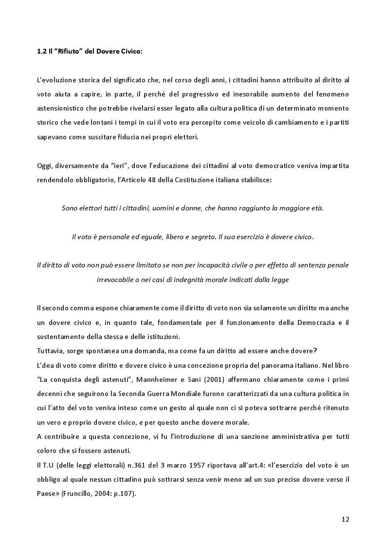 Anteprima della tesi: L’astensionismo in Italia: chi sono i cittadini del non voto, Pagina 9