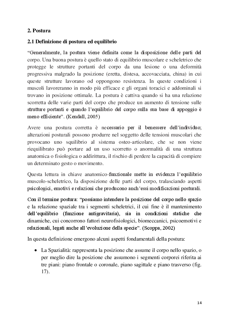 Estratto dalla tesi: L'analisi posturale e la pedana stabilometrica-propriocettiva
