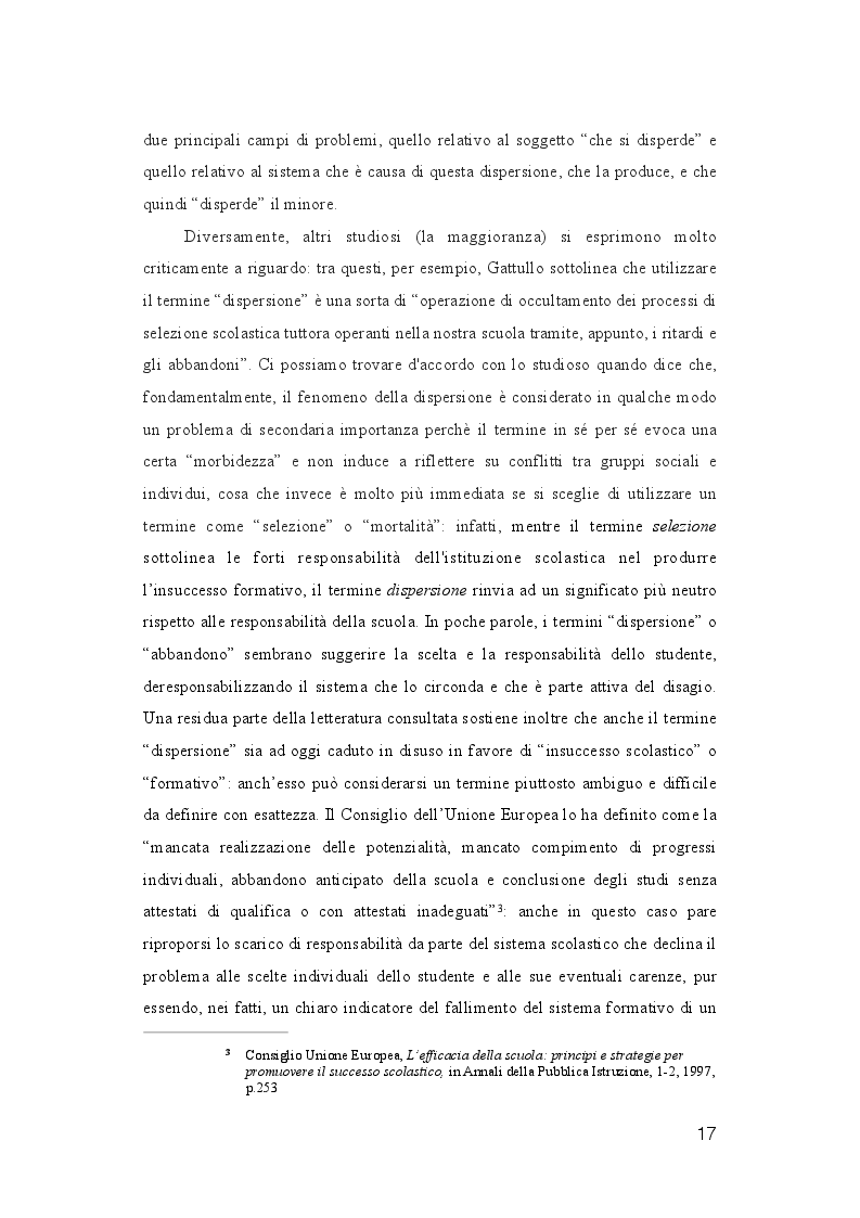 Estratto dalla tesi: La dispersione Scolastica nei quartieri più critici di Napoli e Palermo: quando l’istruzione può rappresentare la cura al suo stesso malessere