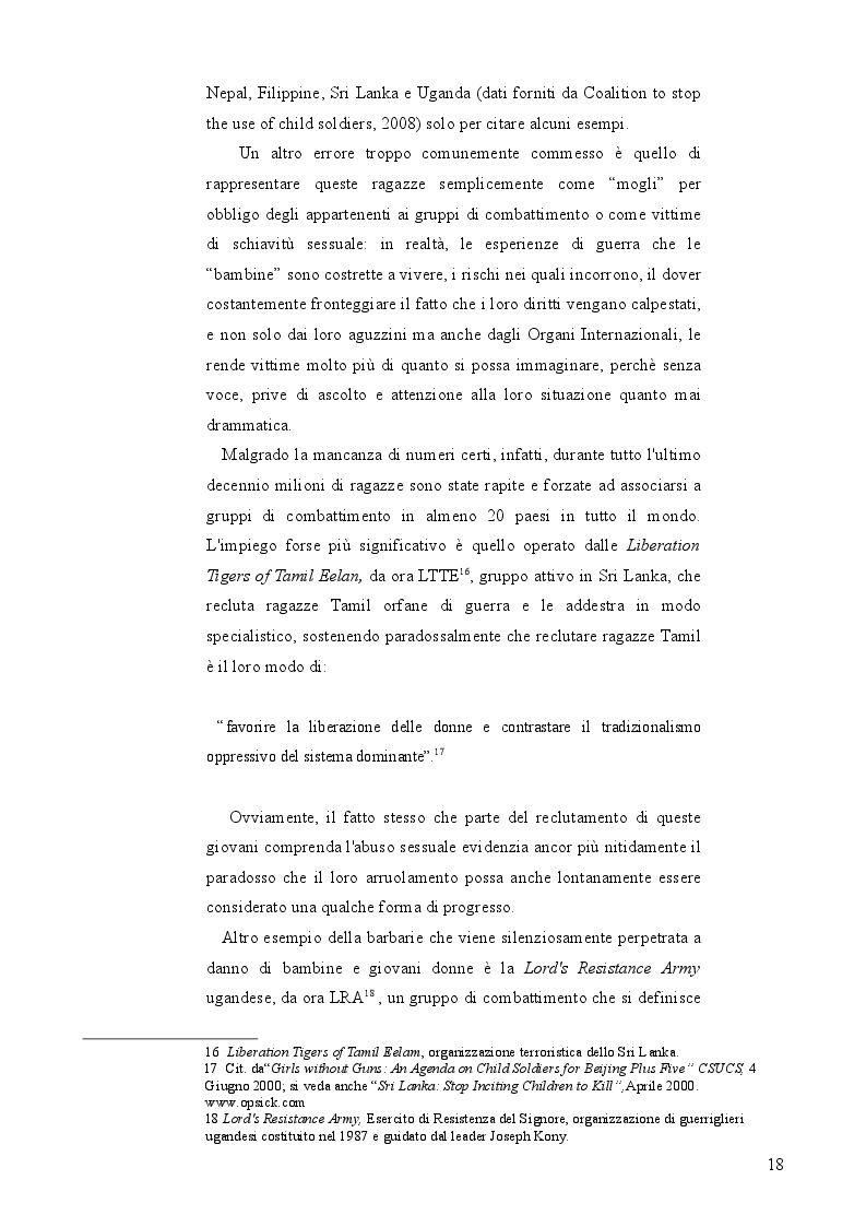Estratto dalla tesi: Bambini Soldato: L'infanzia violata. Fenomenologia del problema globale dei "Child Soldiers"