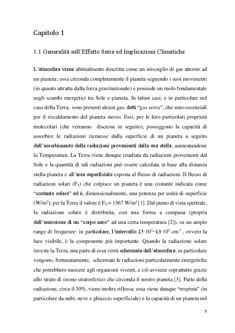 Anteprima della tesi: Chimica dell’Atmosfera: Implicazioni Spettroscopiche nella Modellizzazione dell’ “Effetto Serra”, Pagina 3