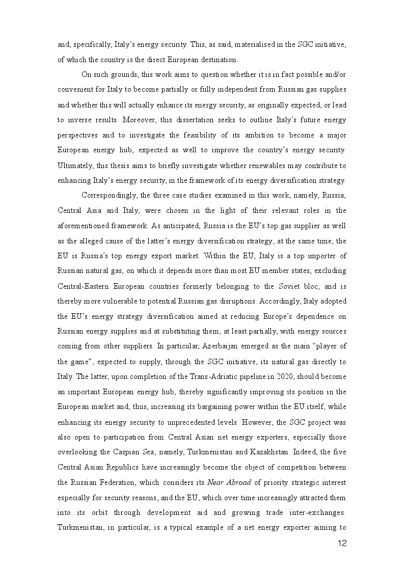 Anteprima della tesi: Three paths to energy security and Italy's future energy perspectives, Pagina 4