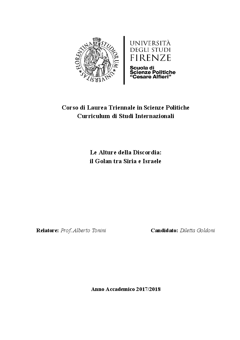 Anteprima della tesi: Le Alture della Discordia: il Golan tra Siria e Israele, Pagina 1