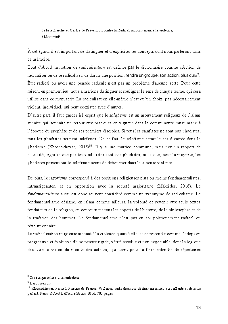 Estratto dalla tesi: Le processus de radicalisation: prise de conscience