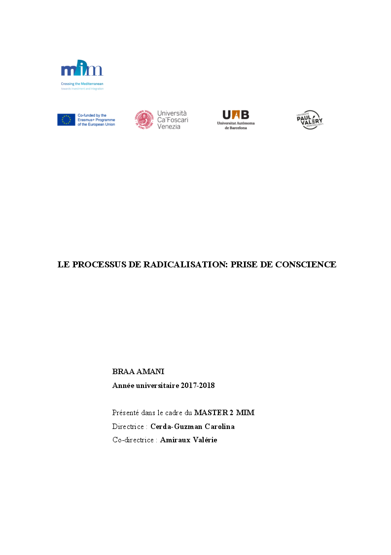 Anteprima della tesi: Le processus de radicalisation: prise de conscience, Pagina 1