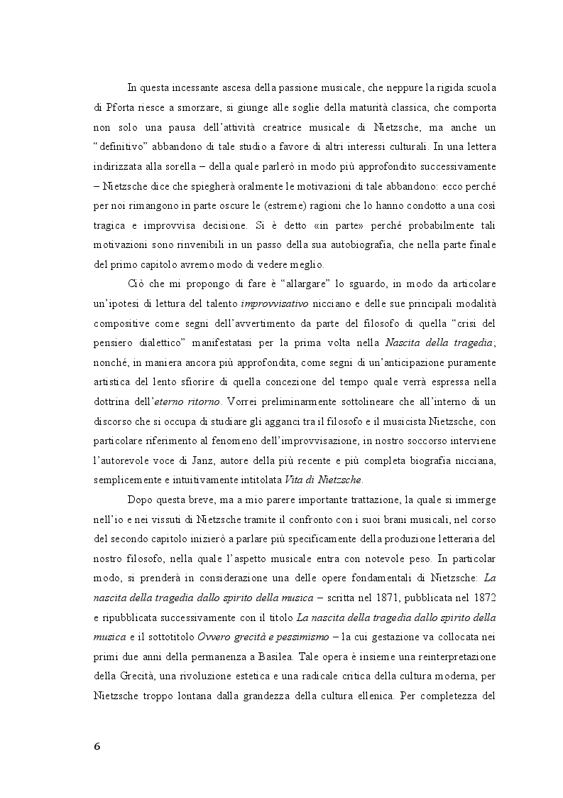 Anteprima della tesi: Friedrich Nietzsche. Musica e filosofia., Pagina 6