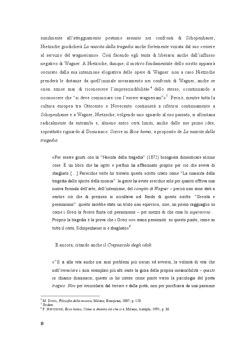 Anteprima della tesi: Friedrich Nietzsche. Musica e filosofia., Pagina 8