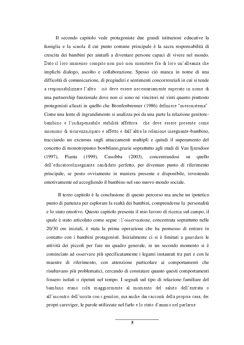 Anteprima della tesi: Sentirsi a casa - un'indagine esplorativa nella Scuola dell'Infanzia ''Il melograno'', Pagina 5