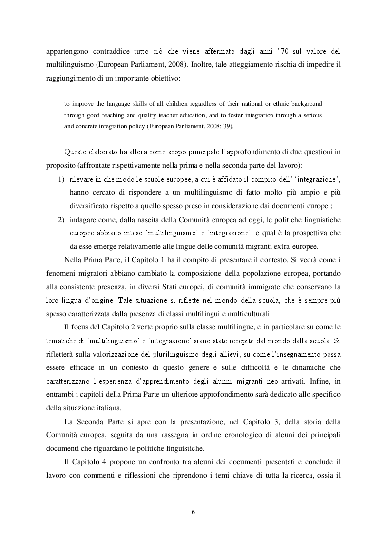 Anteprima della tesi: Il multilinguismo europeo: la risposta delle scuole e le politiche linguistiche, Pagina 3