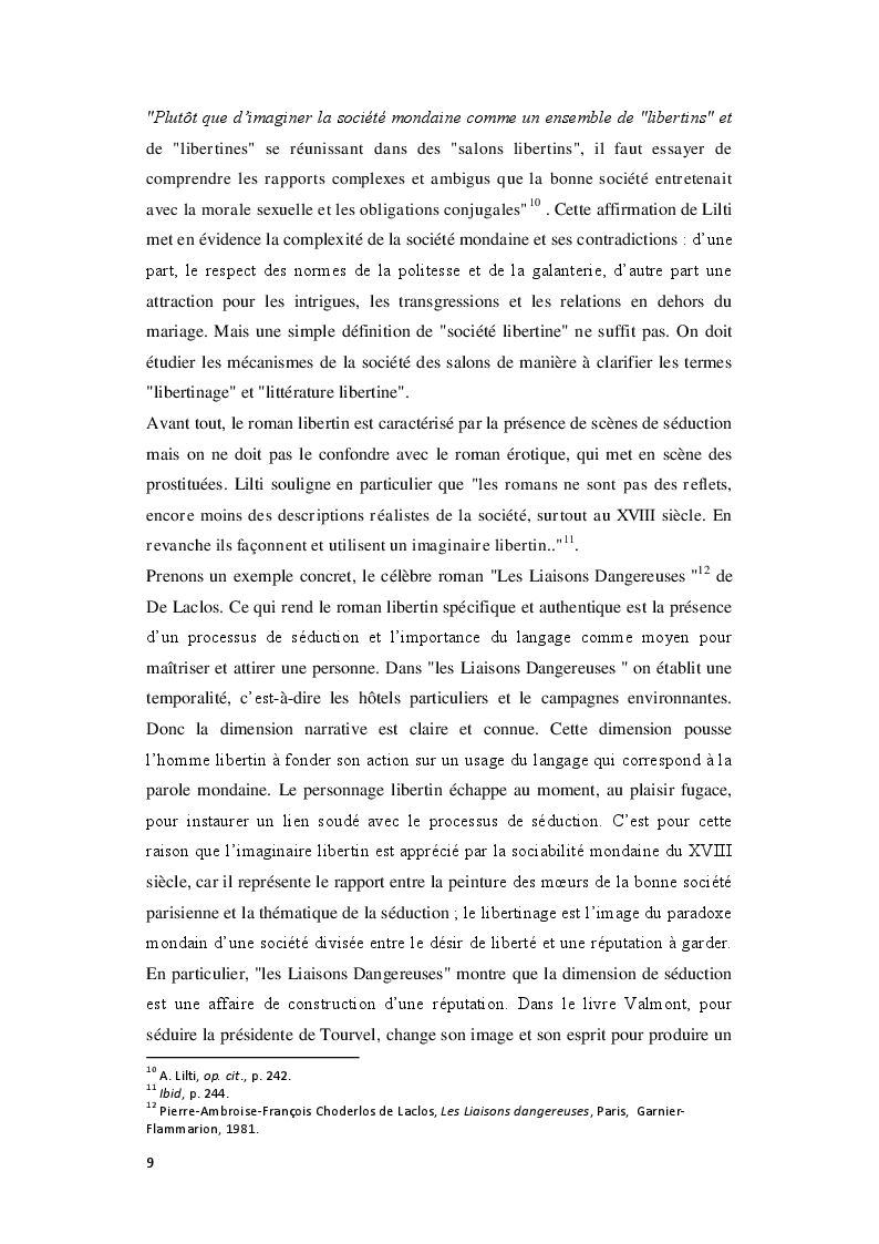 Estratto dalla tesi: Le Royaume de la politesse: l'identité des femmes à la période des Lumières et de la culture salonnière