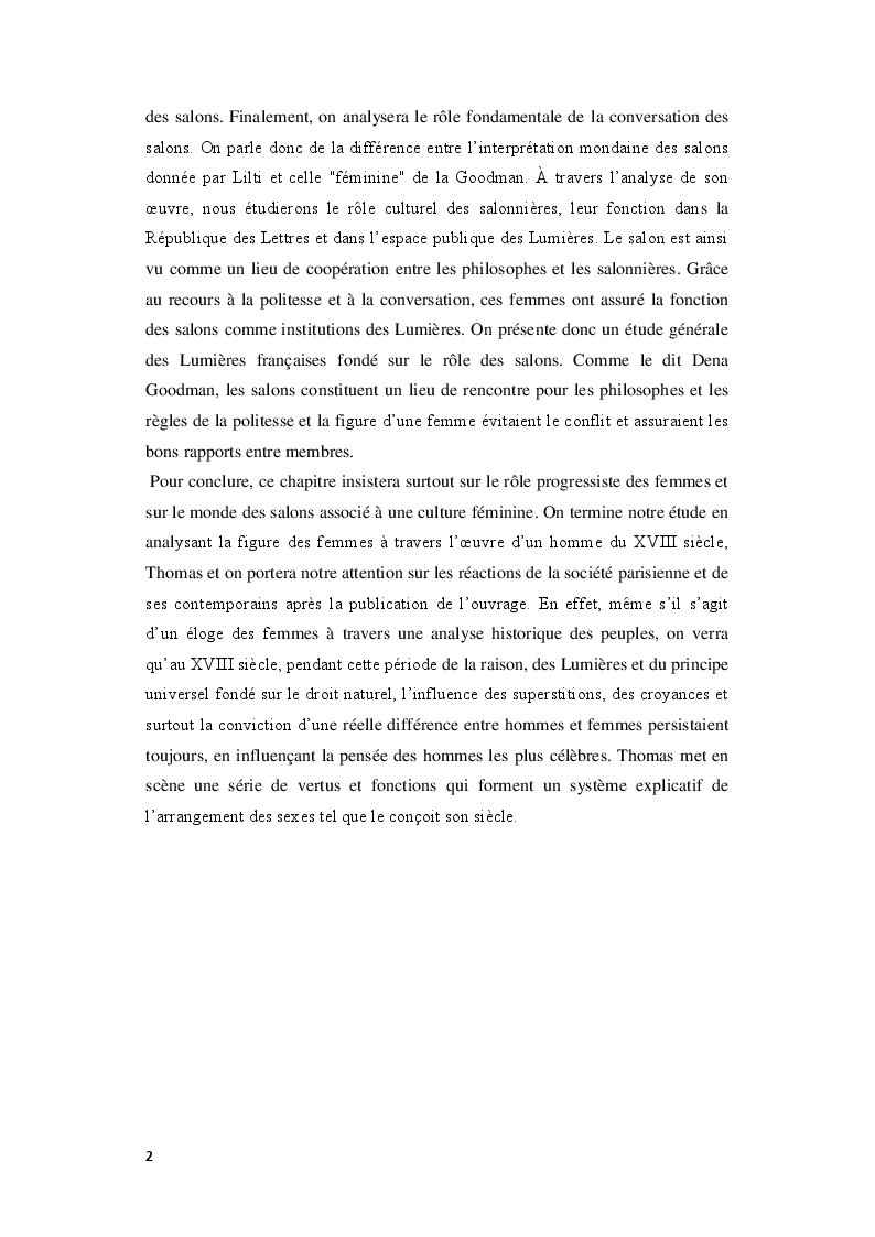 Anteprima della tesi: Le Royaume de la politesse: l'identité des femmes à la période des Lumières et de la culture salonnière, Pagina 3
