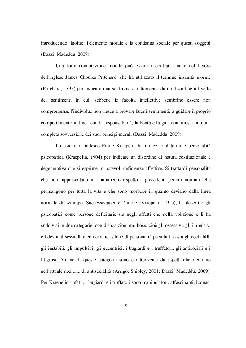 Anteprima della tesi: La personalità psicopatica: caratteristiche cliniche, diagnosi, modelli esplicativi e trattamento, Pagina 6
