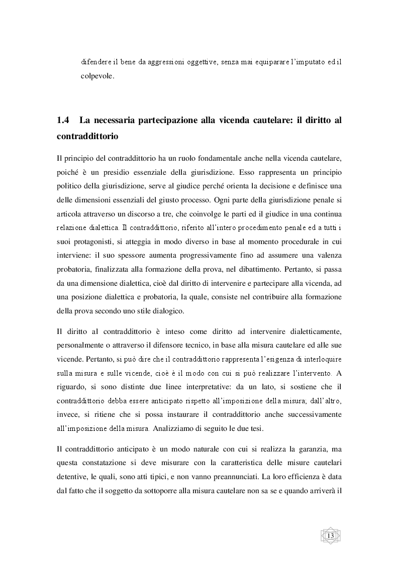 Estratto dalla tesi: Le misure cautelari tra principi costituzionali ed esigenze di difesa sociale