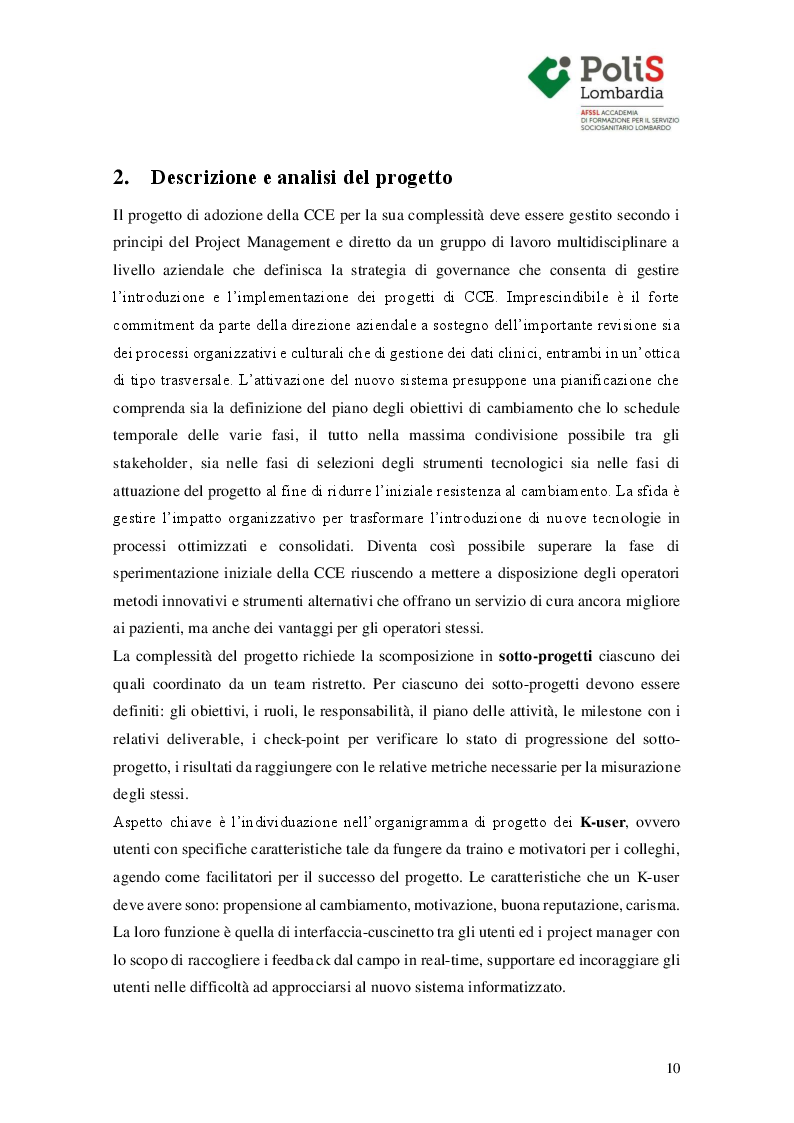 Estratto dalla tesi: Approccio metodologico all’introduzione della cartella clinica elettronica in Urologia e Ginecologia