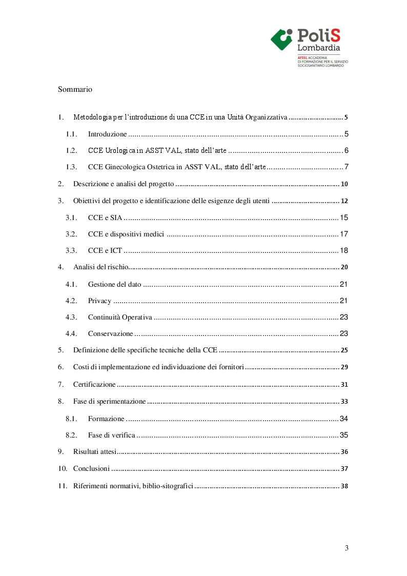 Indice della tesi: Approccio metodologico all’introduzione della cartella clinica elettronica in Urologia e Ginecologia, Pagina 1