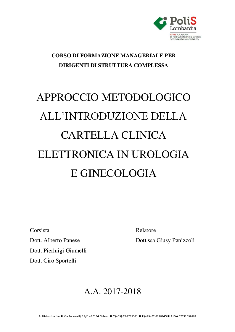 Anteprima della tesi: Approccio metodologico all’introduzione della cartella clinica elettronica in Urologia e Ginecologia, Pagina 1