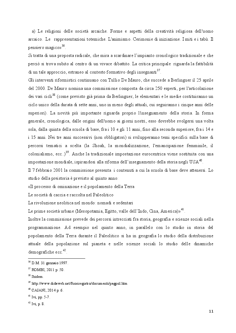 Estratto dalla tesi: L'insegnamento della preistoria nella scuola italiana