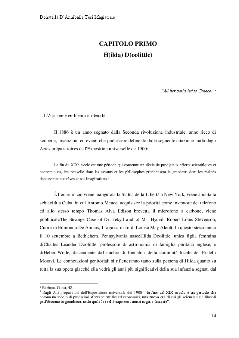 Anteprima della tesi: Hilda Doolittle e la riscrittura del Mito di Elena: Proposta di Traduzione di Helen in Egypt, Pagina 8