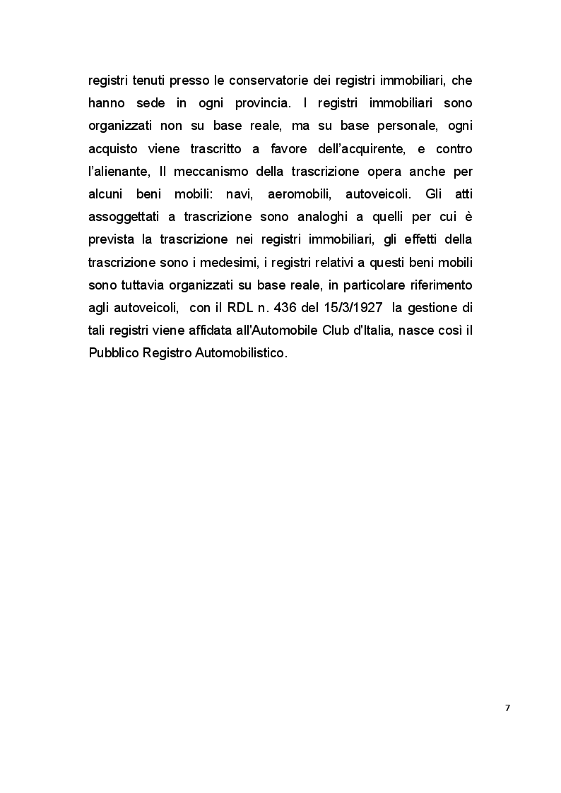 Anteprima della tesi: La pubblicità mobiliare degli autoveicoli, Pagina 5