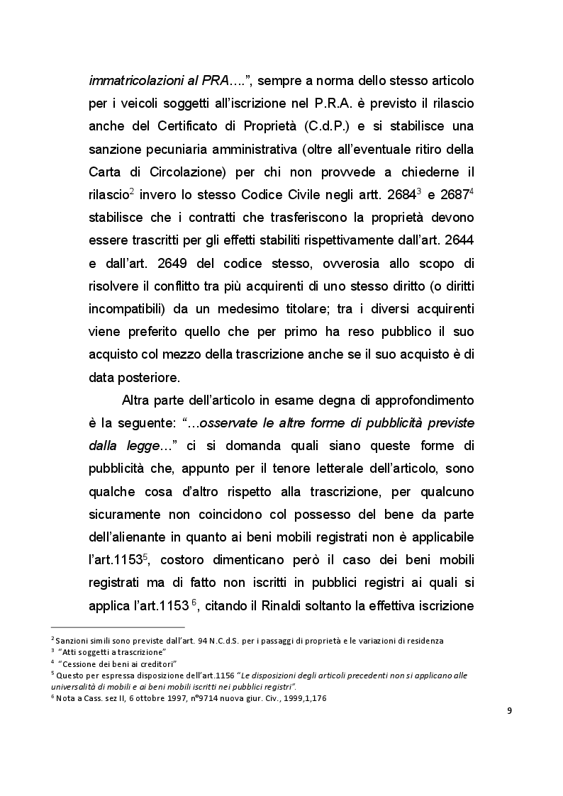 Anteprima della tesi: La pubblicità mobiliare degli autoveicoli, Pagina 7