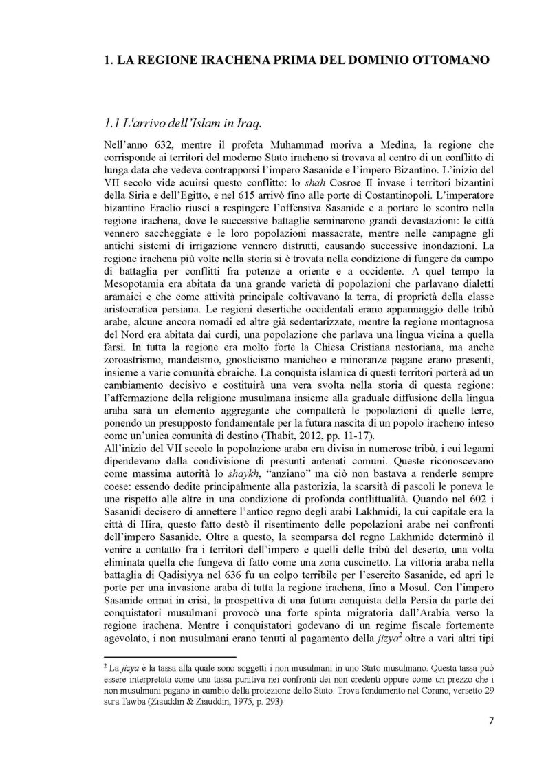 Anteprima della tesi: L'Iraq da provincia dell'Impero Ottomano alla caduta della monarchia (1514 - 1958), Pagina 5