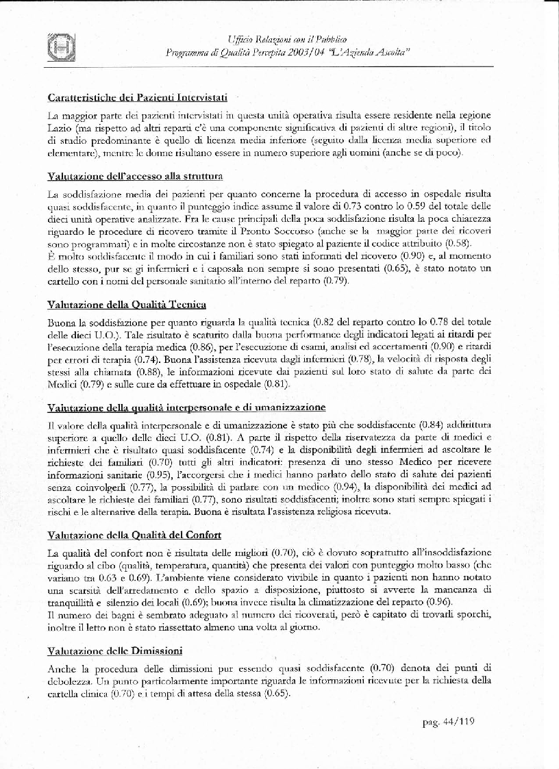 Anteprima della tesi: Programma di Qualità Percepita 2003 - 2004. L'azienda ascolta, Pagina 7