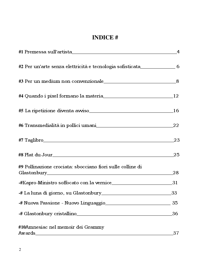 Indice della tesi: Stanley Donwood - Tecniche e Metodi, Pagina 1